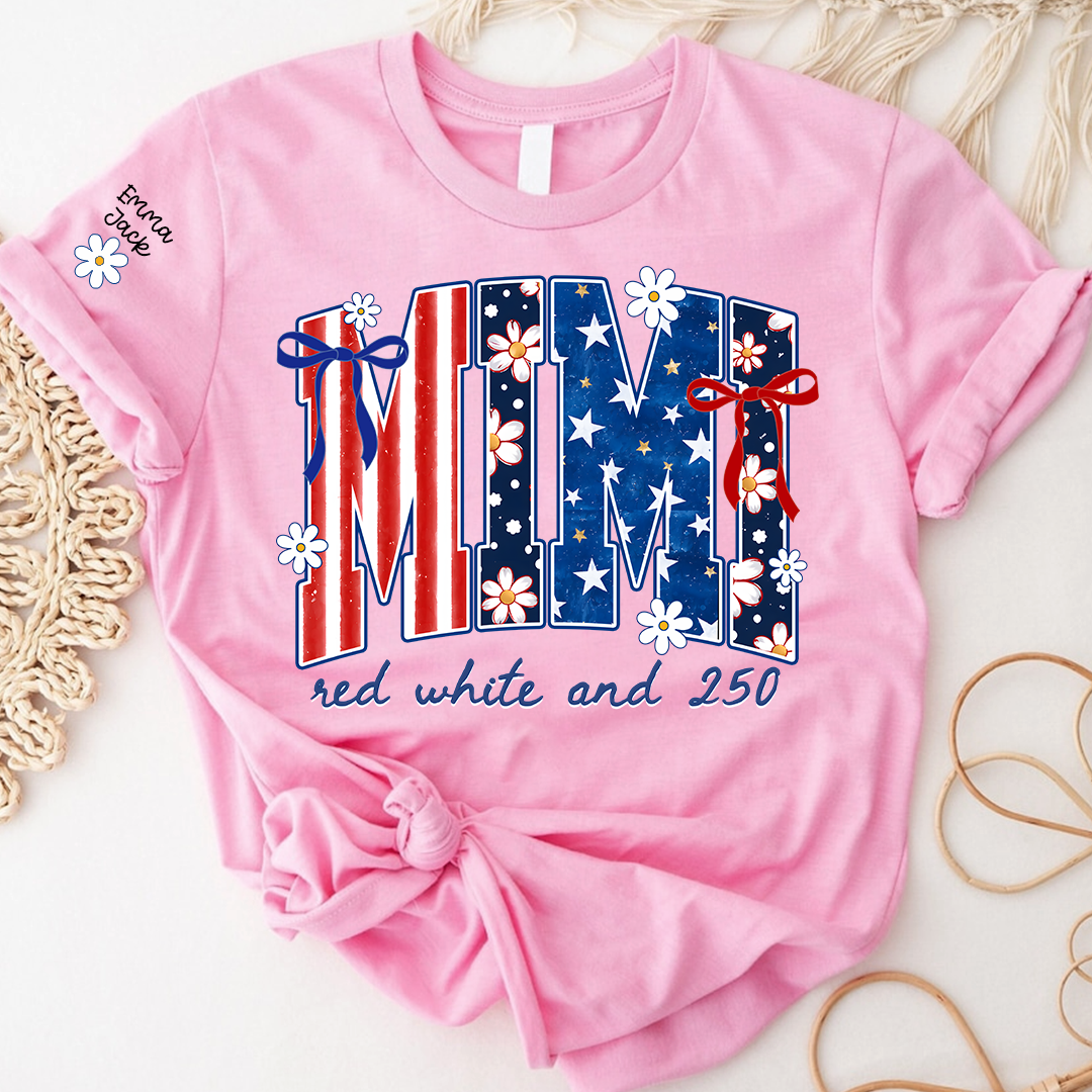 Patriotic Mimi T-Shirt for America’s 250th Anniversary | Red, White, and 250 Stars & Stripes
