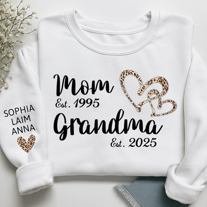 Mom Est Grandma Est personalized sweatshirt, A Loving Gift For The Family On Valentine's Day