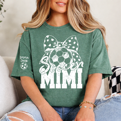 Soccer Mimi Shirt Personalized with Grandkids Names, Soccer Ball Bow Family T Shirt
