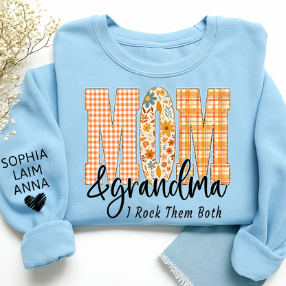 Custom Fall Mom & Grandma I Rock Them Both Sweatshirt, Gift For Grammy And Her Grandchildren