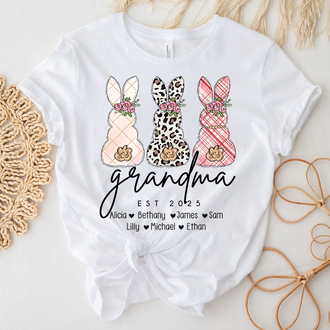 Grandma Easter Bunny Shirt Personalized with Names, Custom Family Bunny Tee