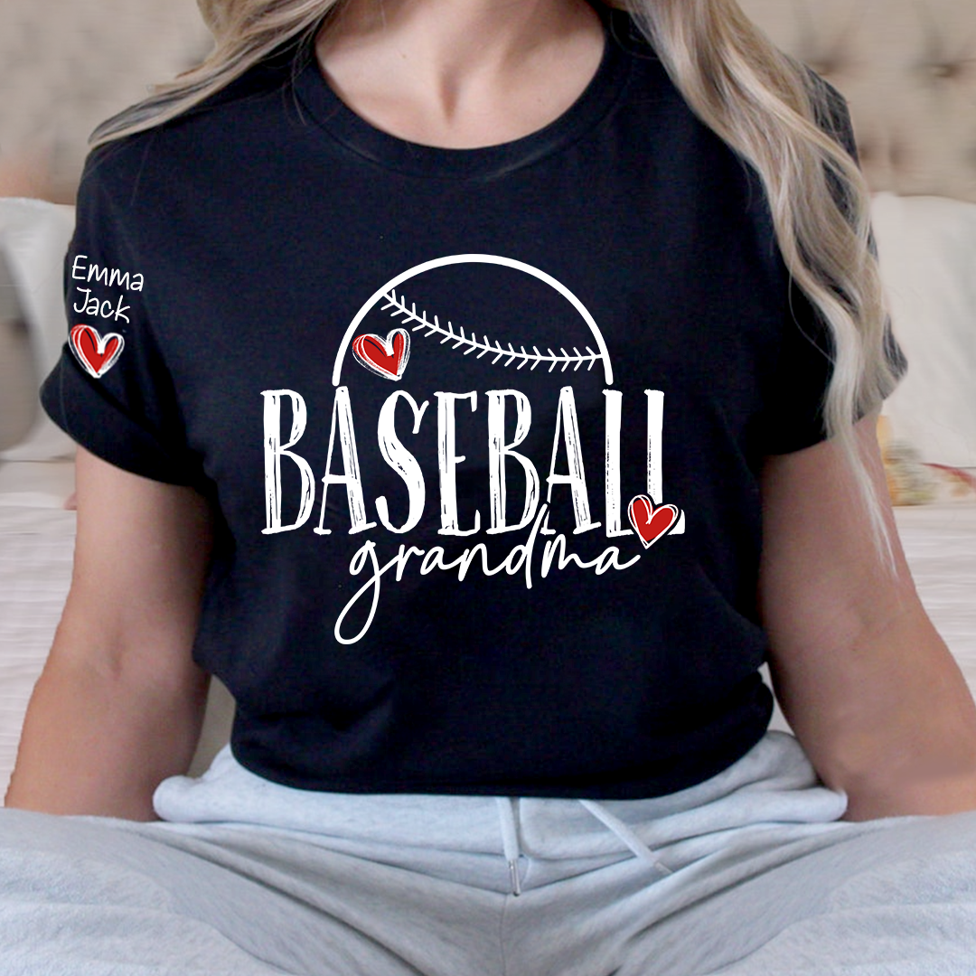 Baseball Nana Personalized T-Shirt, Cute Heart Baseball Design Nana T-Shirt