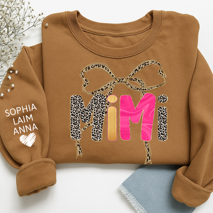 Custom Coquette Leopard Mimi Sweatshirt, Gift for Grandma And Grandchild
