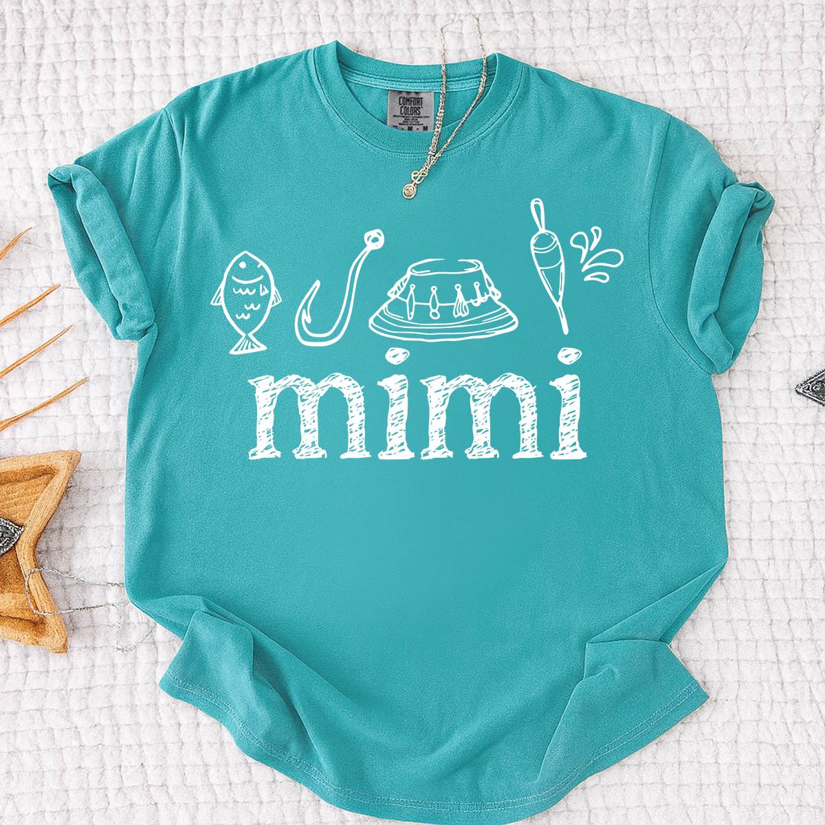 Comfort Colors® Mimi Fishing Lover Tee, Grandma Angler Shirt for Women, Custom Nickname Fishing T Shirt, Fisherwoman Gift Idea, Lake Day Outfit