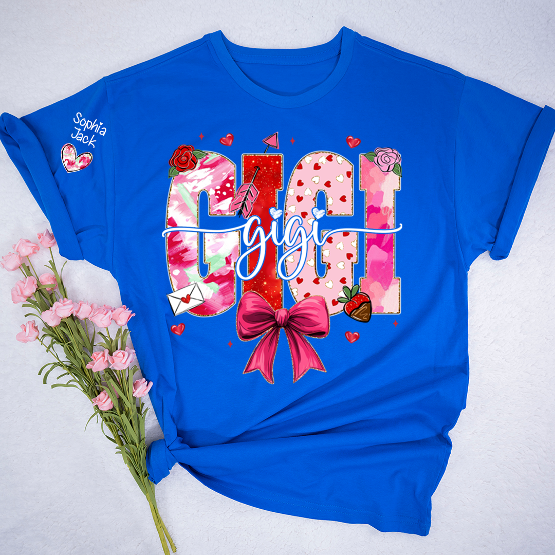 Valentine's Day Gigi T-shirt, Cute Heart Family Love Design For Gift Grandma