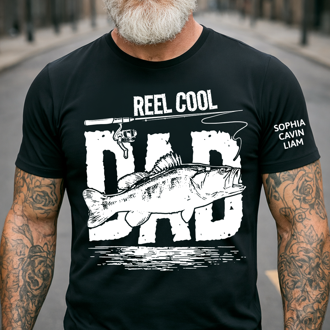 Reel Cool Papa Tee Fishing Lover Shirt Bass Fish Design Gift for Grandpa