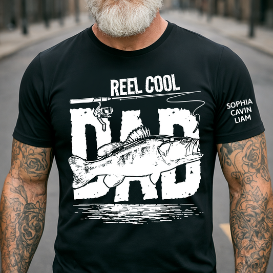 Reel Cool Papa Tee Fishing Lover Shirt Bass Fish Design Gift for Grandpa