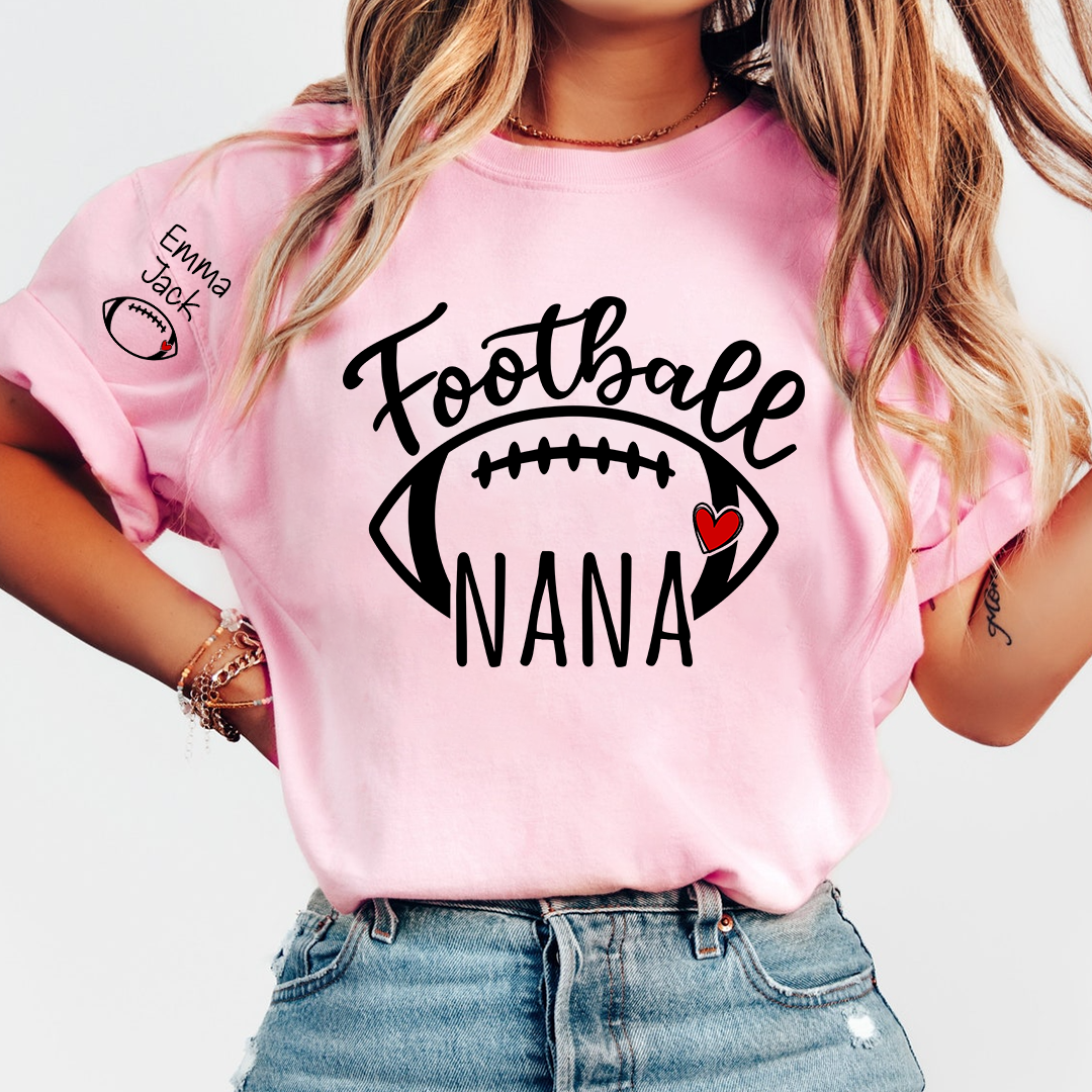Football Grandma T-Shirt, Personalized Grandma T-Shirt for Football Lovers with Custom Name