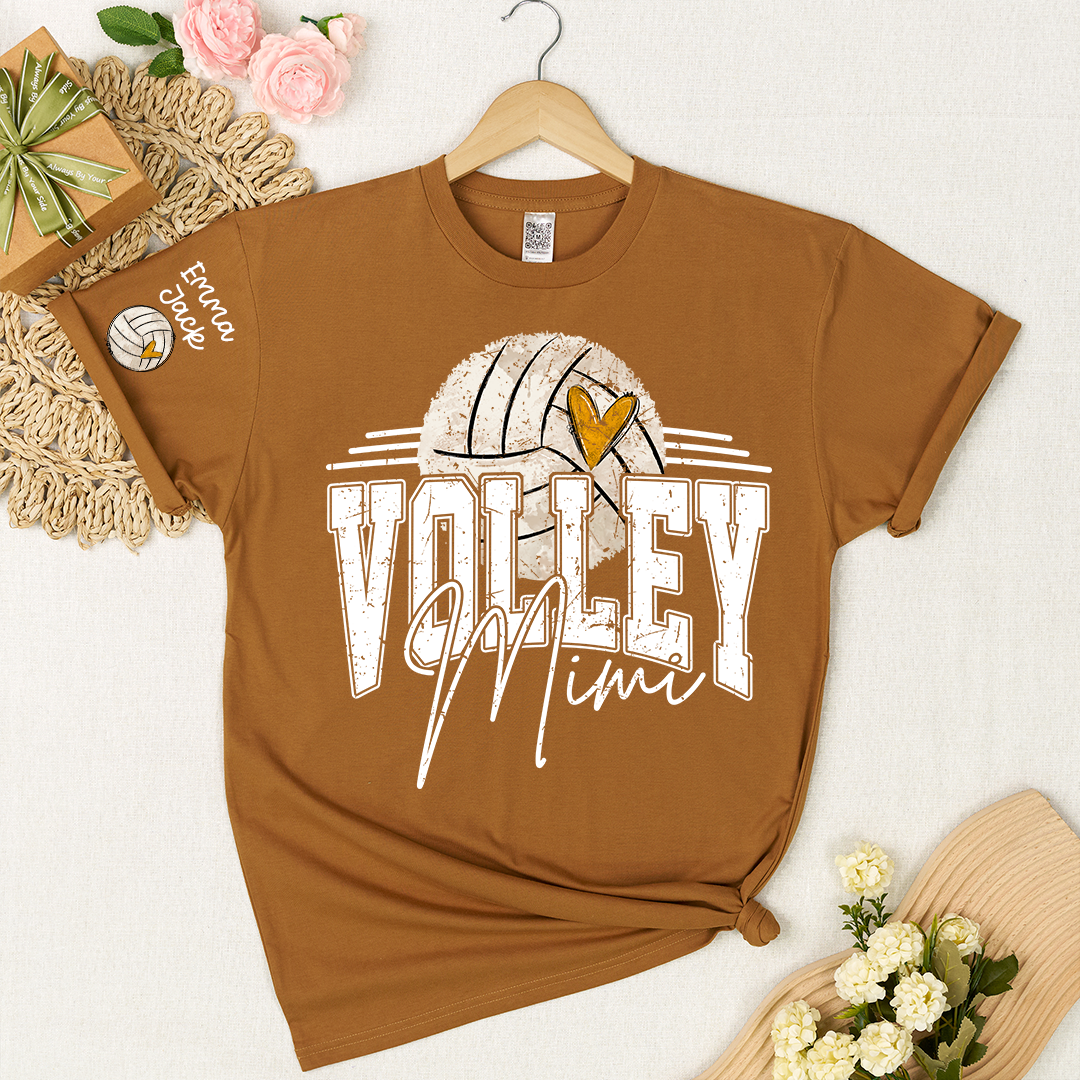 Custom Volleyball Mimi Shirt, Personalized with Kids Names, Volleyball Fan T Shirt