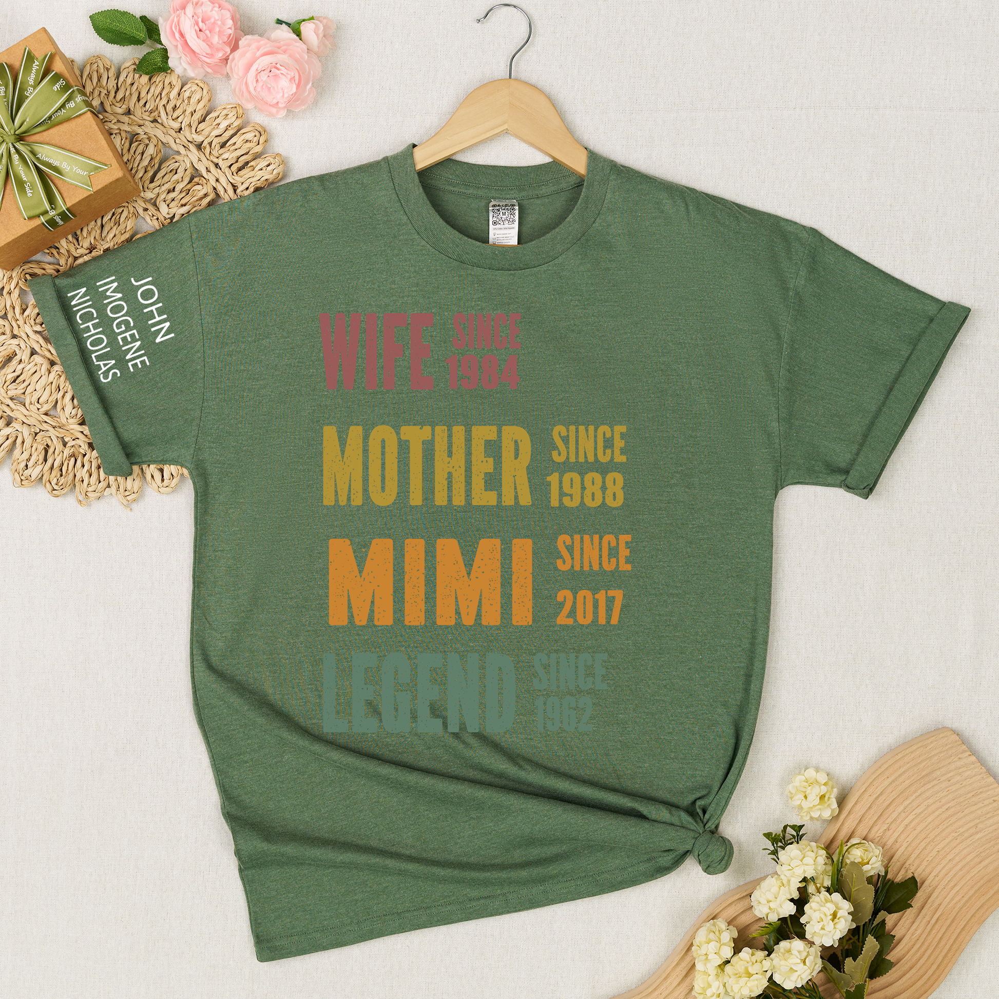 Personalized Wife Mother Grandma Legend Shirt, Custom Family Since Year Design, Unique Gift for Moms and Grandmas, Casual Navy Graphic Tee