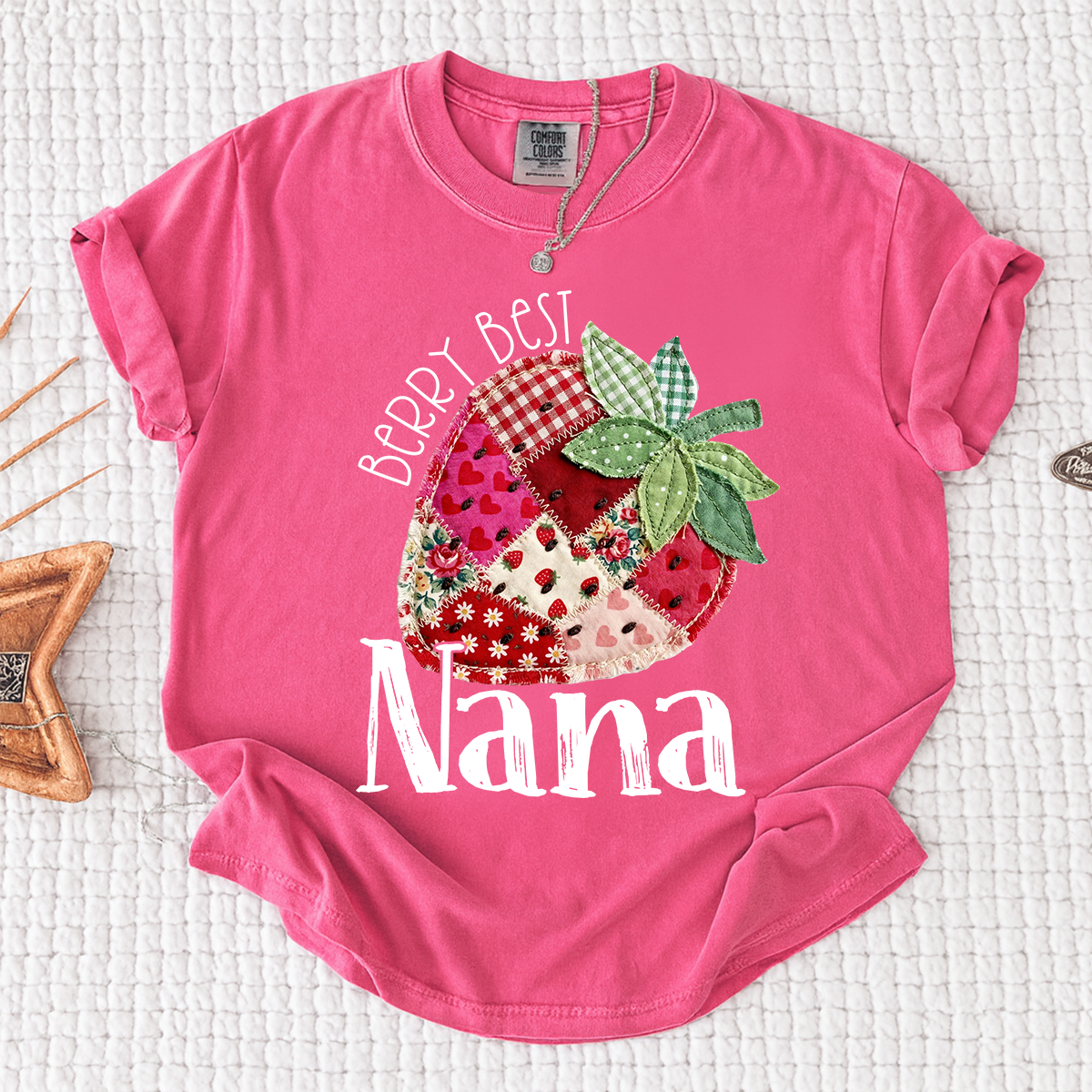Comfort Colors® Berry Best Nana Shirt, Cute Strawberry Patchwork Design for Grandmother Gift
