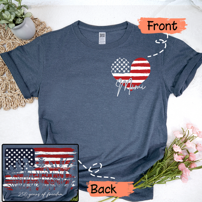 Personalized Mimi Patriotic Shirt, Custom Grandma Name USA Flag Heart T-Shirt, 4th of July Family Matching Tee for Mimi