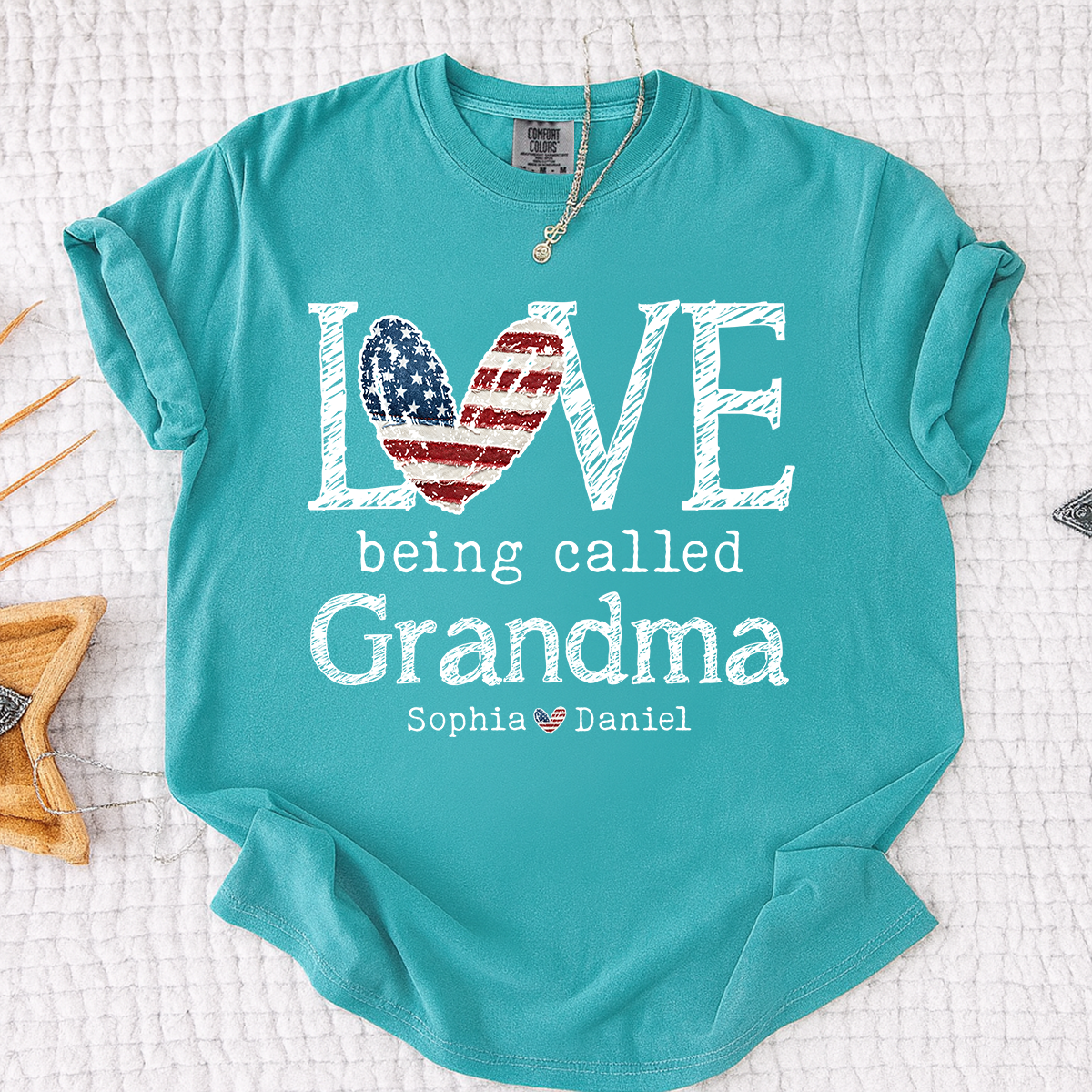 Comfort Colors LOVE Being Called Grandma T Shirt, USA Flag Heart Design with Kids  Names, Custom Grandma Shirt, Perfect Gift for Mother's Day