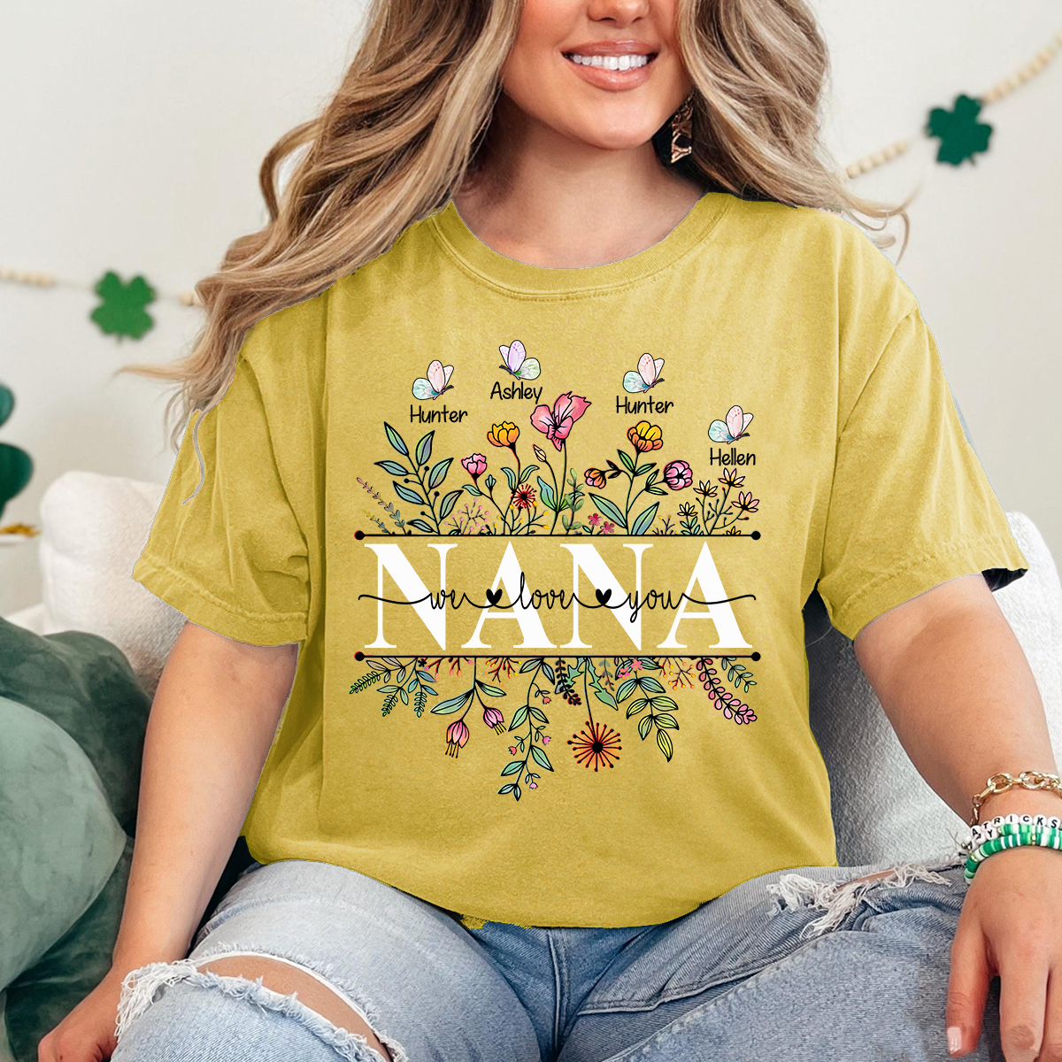 Comfort Colors® Wildflowers Grandma We Love You Shirt, Custom Grandma And Grandkids Shirt