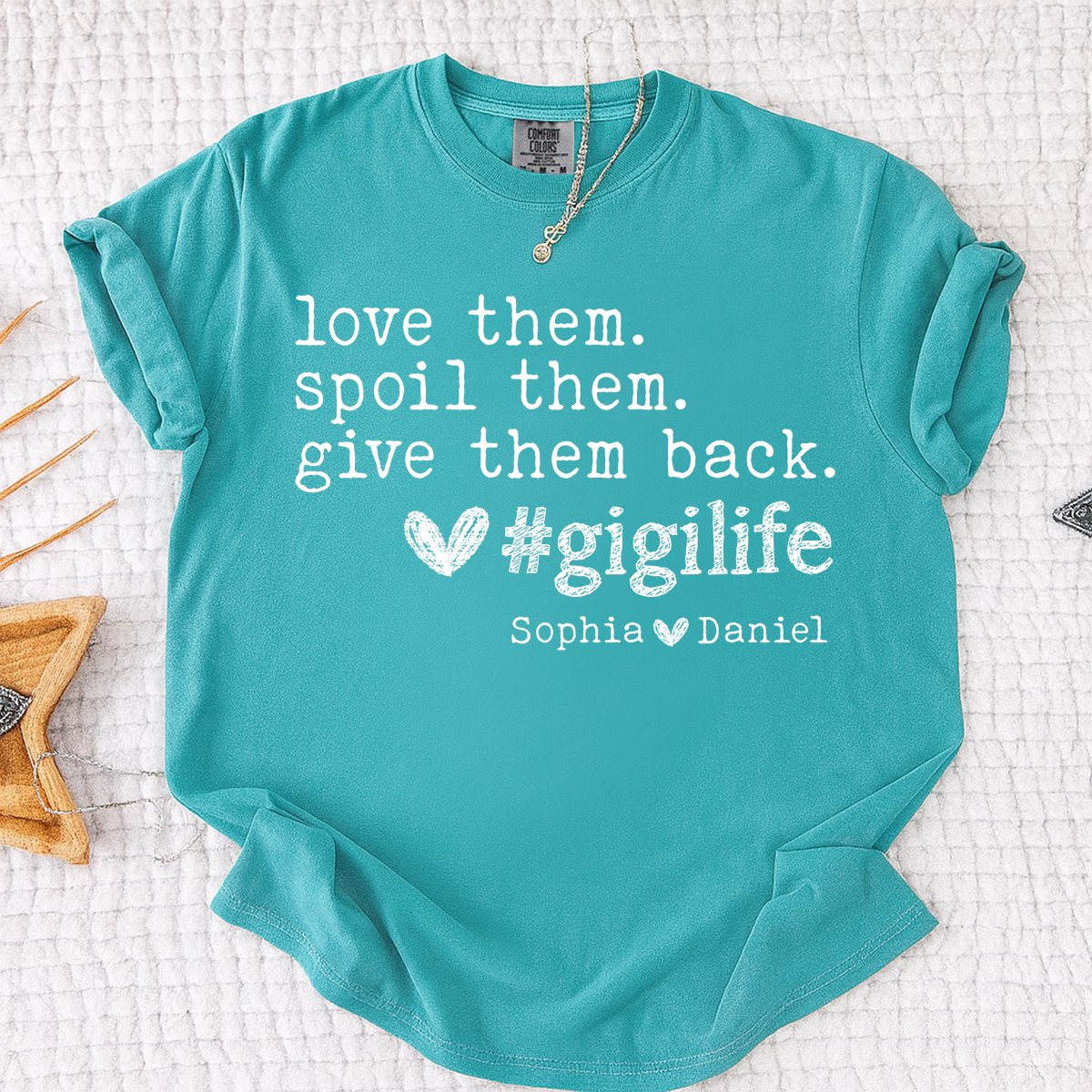 Comfort Colors Gigi Life Shirt Love Them Spoil Them Give Them Back, Personalized Gigi T Shirt with Kids Names, Funny Grandma Gift