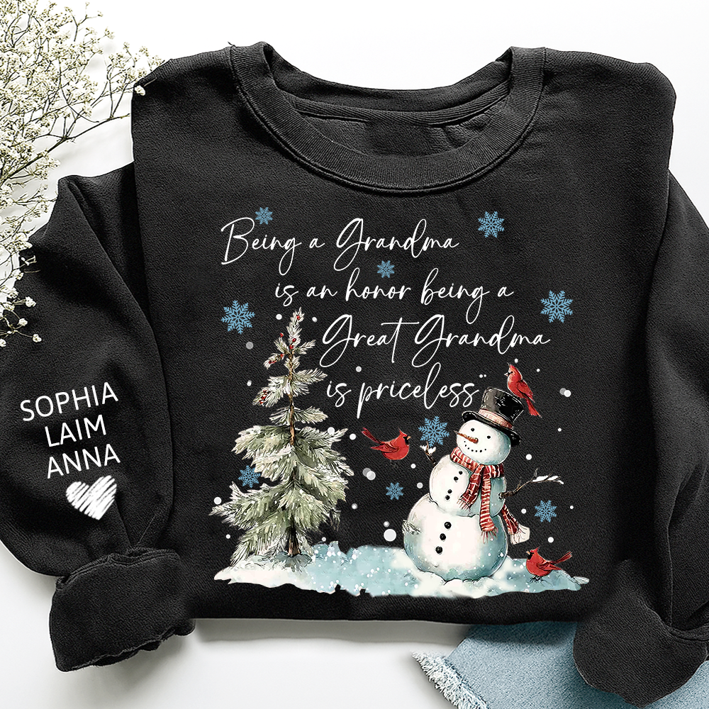 Being a Grandma Is an Honor Being a Great Grandma Is Priceless Sweatshirt, For Gift Grandma And Kids
