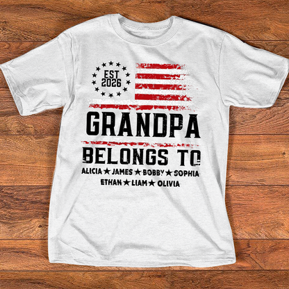 Custom Granpa Belongs To, Personalized Gift For Grandpa And Grandchildren, Patriotic Gift For Grandpa