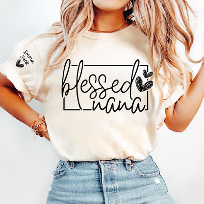 Blessed Grandma Shirt, Custom Grandkids Names, Heart Design T-Shirt, Perfect Gift for Grandma