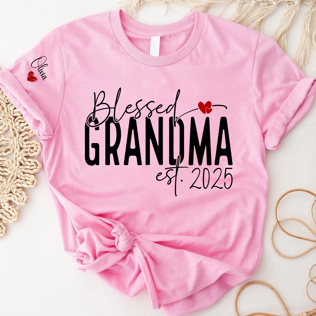 Blessed Grandma And Kids Custom T-Shirt 2025, Give Grandma