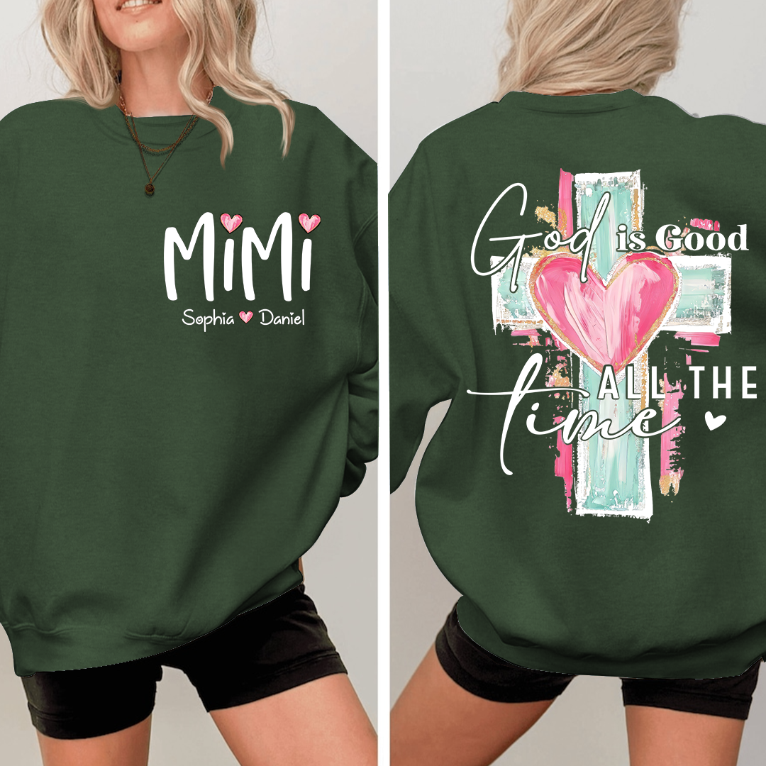 Custom Hand Drawn Cross Sweatshirt, Gift for Mimi And Grandchild