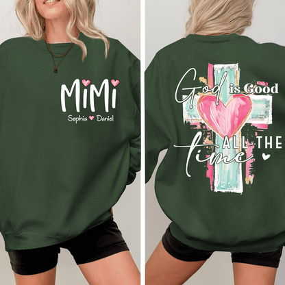 Custom Hand Drawn Cross Sweatshirt, Gift for Mimi And Grandchild