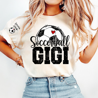 Soccer Mimi Shirt with Custom Names, Soccer Ball Heart Family Tee