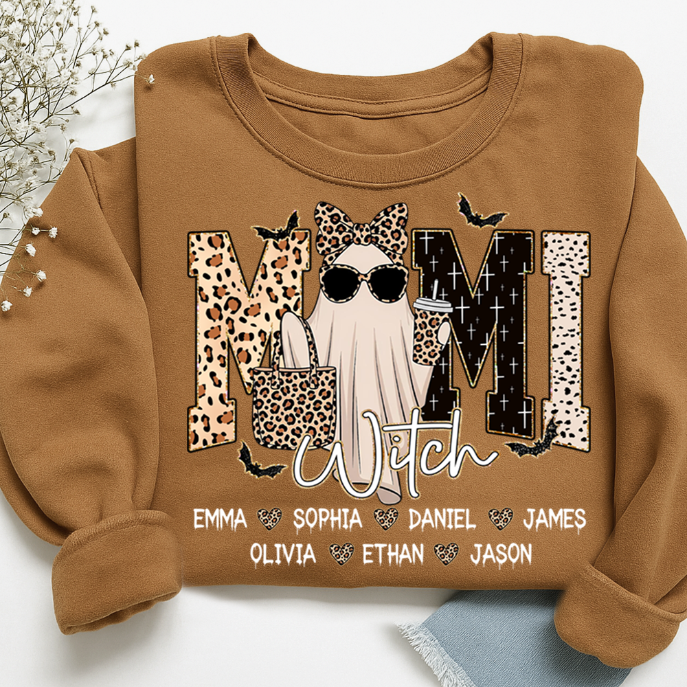 Custom Ghost Sweatshirt for Grandma, Halloween Witch Mimi Boo 2025