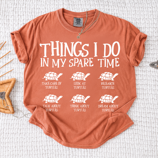 Comfort Colors® Funny Turtle Lover Shirt, Things I Do In My Spare Time Turtle Tee, Cute Tortoise Graphic T Shirt for Women Men, Turtle Owner Gift