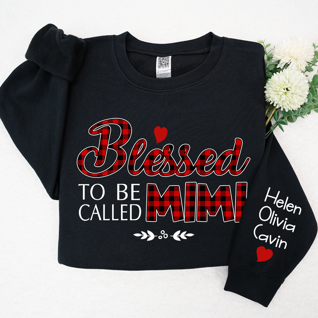Blessed To Be Called Mimi, Custom Mimi & Kids, Grandma Gift TH Sweatshirt