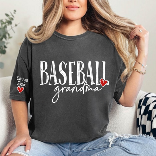 Baseball GrandmaT-Shirt, Custom Name Nana Shirt with Retro Baseball Graphic