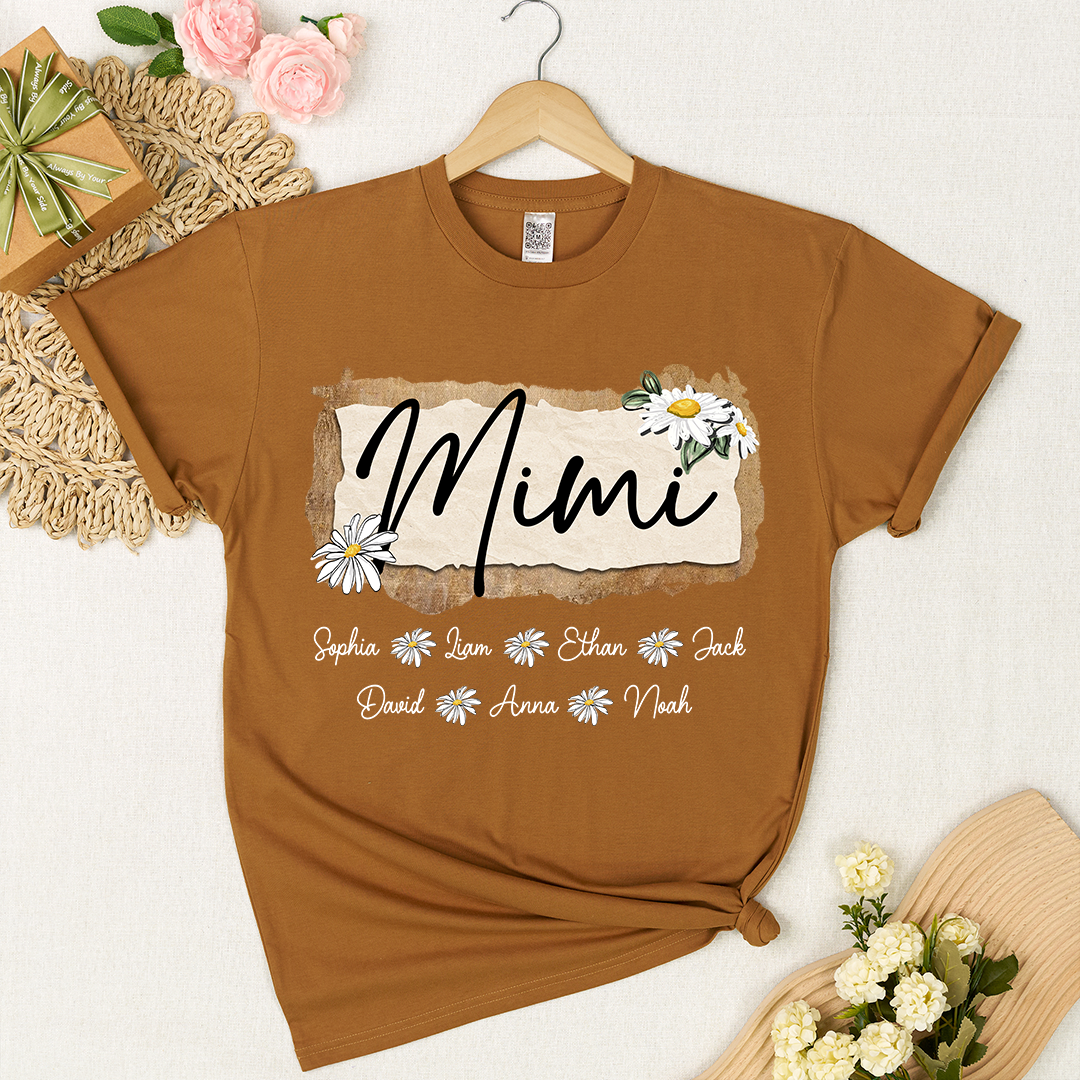 Custom Mimi T-Shirt, Floral Daisy Design,Great Gift for Mimi Grandma And Kids