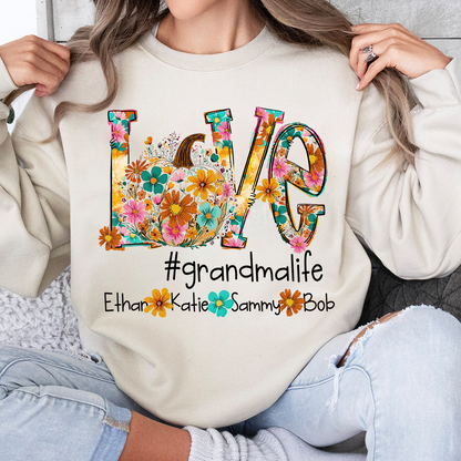 Love Autumn Personalized Sweatshirt, Custom Name for Grandma And Kids