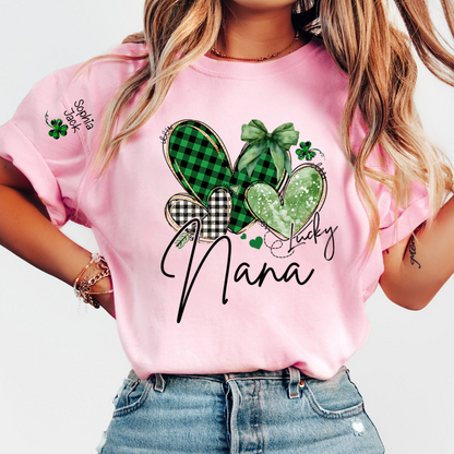 Lucky Nana Heart St Patrick’s Day T-Shirt, Gift For Grandma And Kids