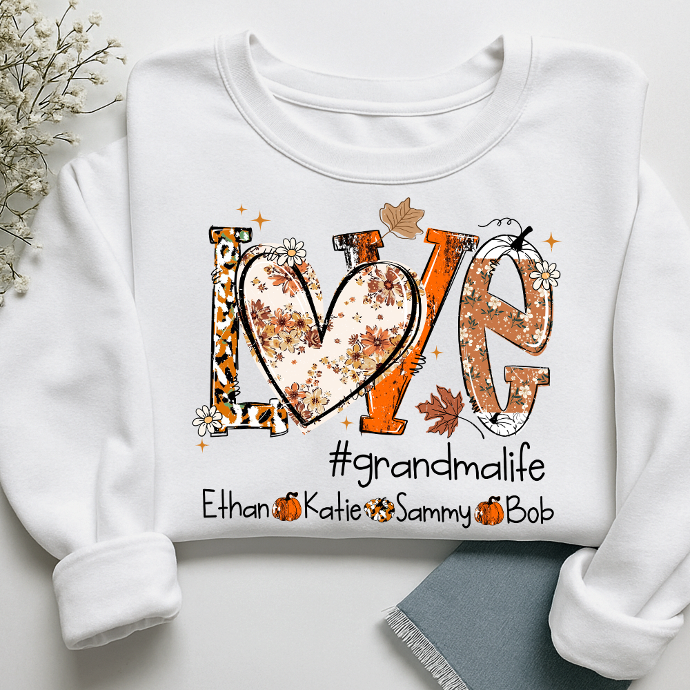 Custom Love Fall, Personalized Halloween for Grandma And Grandkids