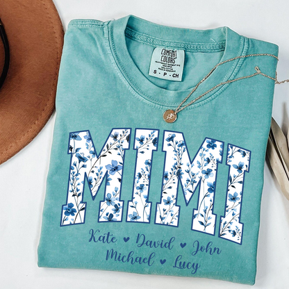 Comfort Colors® T-Shirt Personalized Blue Gigi, Custom Grandma and Kids