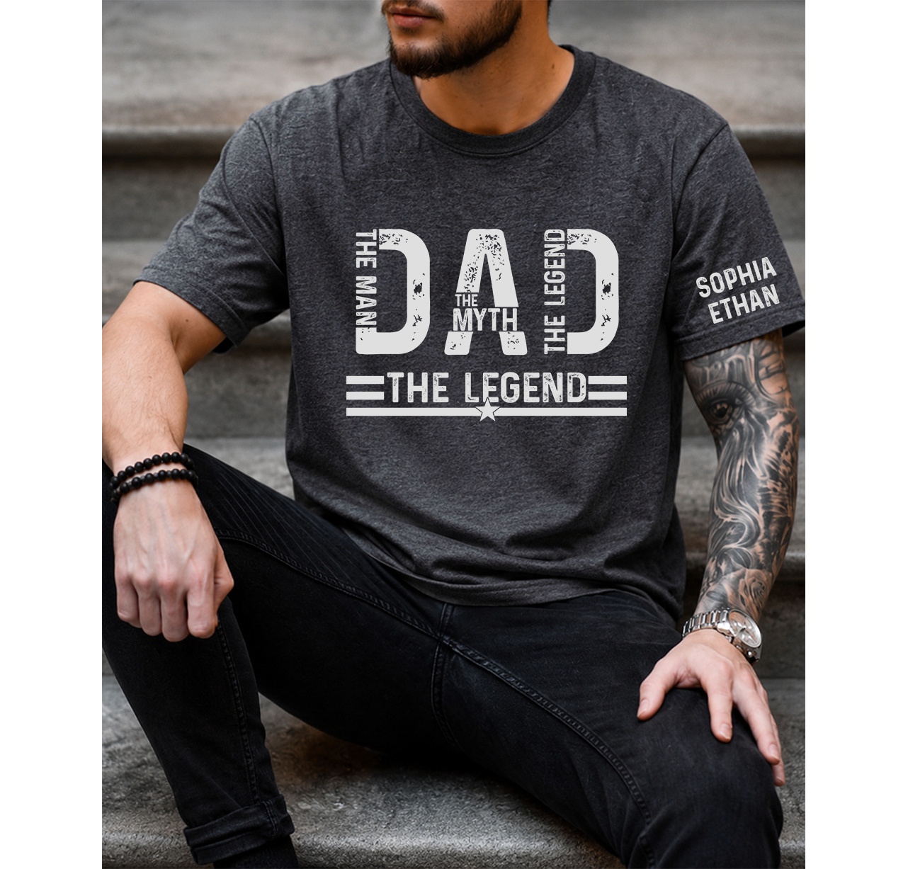 The Man The Myth The Legend Dad T-Shirt – Personalized Custom Name Gift for Daddy Papa Dad
