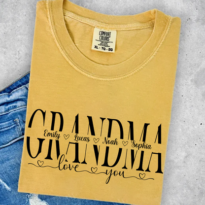 Personalized Grandma Shirt with Grandkids' Names - Comfort Colors T-Shirt