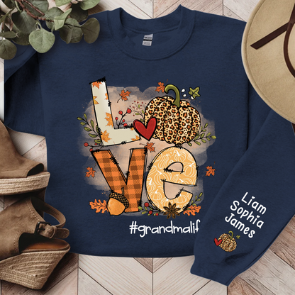 Love Grandma Life Pumpkin Fall Autumn, Custom Grandma And Grandkids, Grandma Gift, Autumn Gift TH Sweatshirt