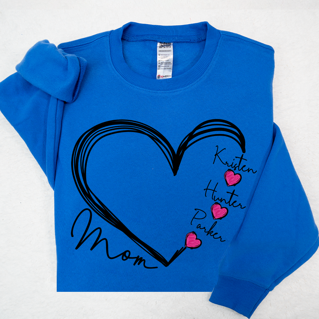 Custom Heart Mom And Kids Valentine's Day LTP01 Sweatshirt