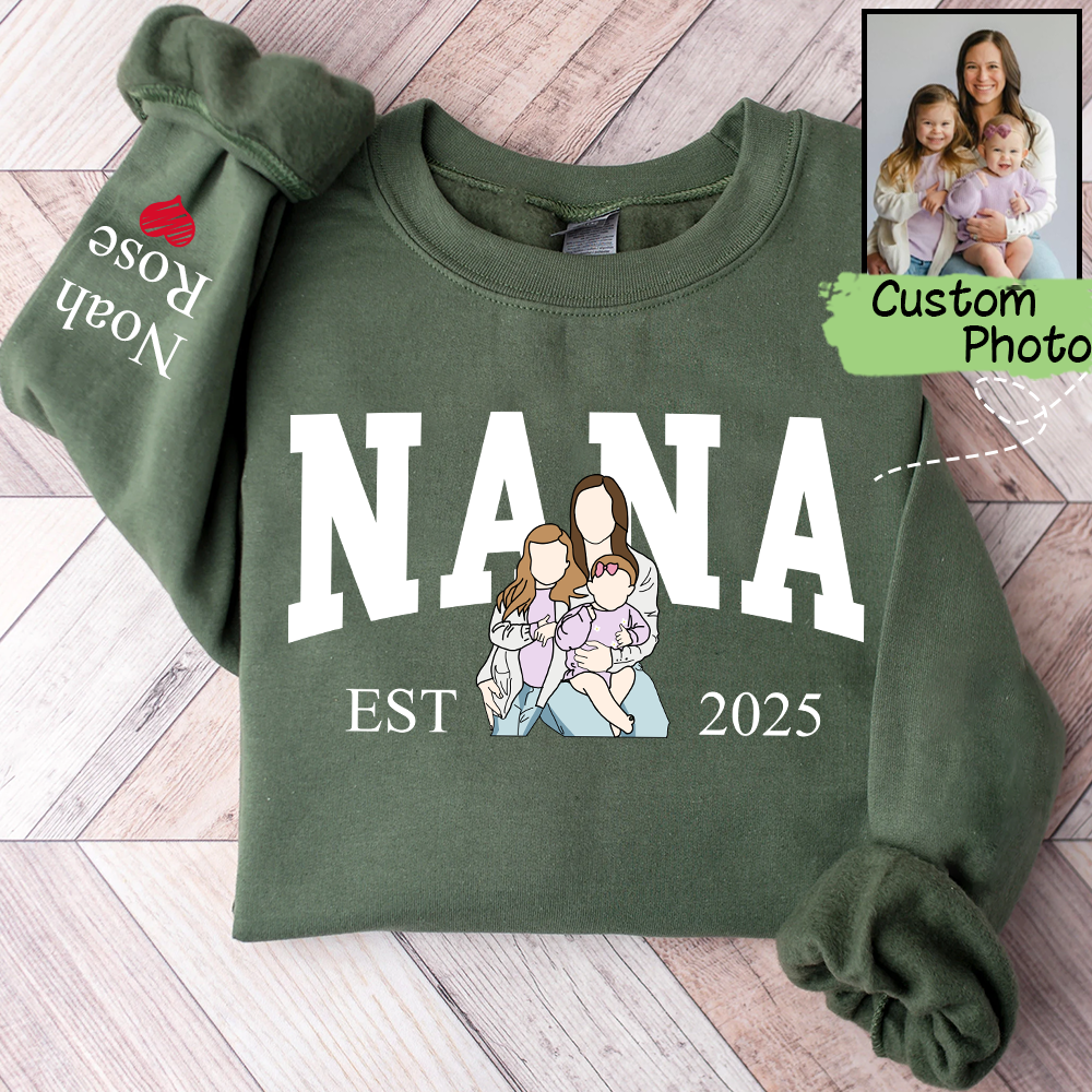 Personalized Custom Photo Portrait, Giver Custom Nana And Kids For Family Gift
