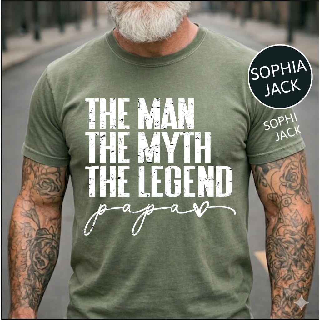 The Man The Myth The Legend Papa T-Shirt – Personalized Names Gift for Dad Fathers Day Birthday