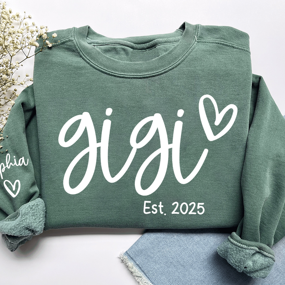 Gigi Sweatshirt with Custom Names, Heartwarming Gift For Grandma And Kids