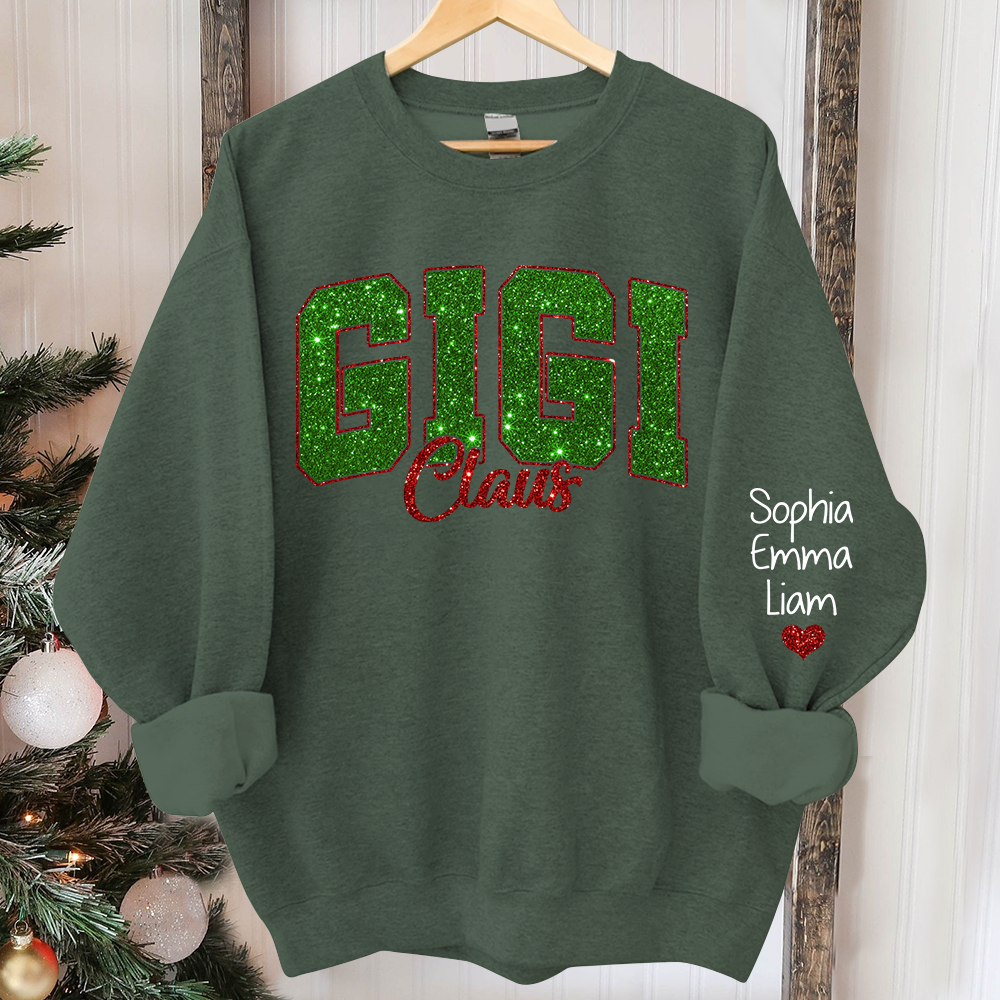 Glitter Gigi Claus Green Christmas And Kids 2014 Sweatshirt