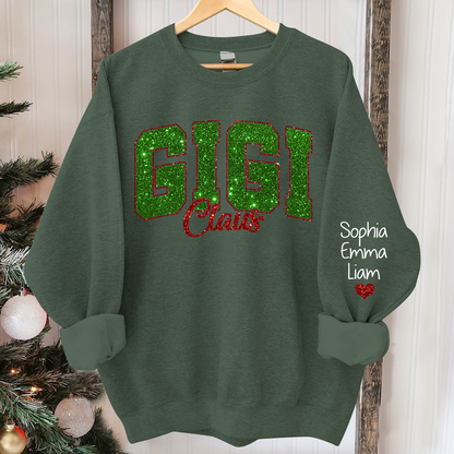 Glitter Gigi Claus Green Christmas And Kids 2014 Sweatshirt