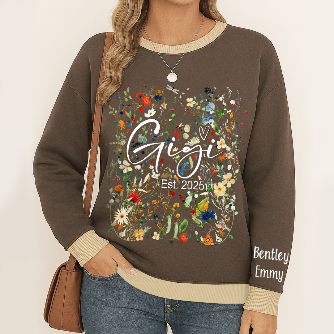 Personalized Gigi Est With Grandkids Flower Art Sweatshirt Mix