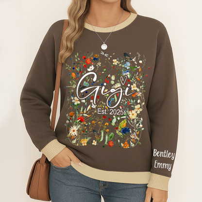 Personalized Gigi Est With Grandkids Flower Art Sweatshirt Mix
