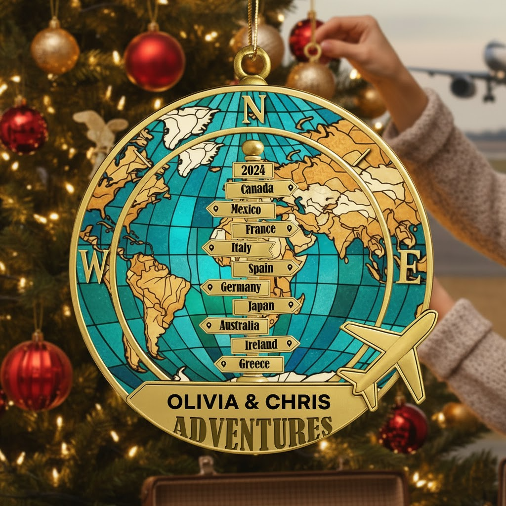 Personalized Travel Destination Ornament – Custom Acrylic Design, Unique Christmas Keepsake for Adventurers and Wanderers Ornament