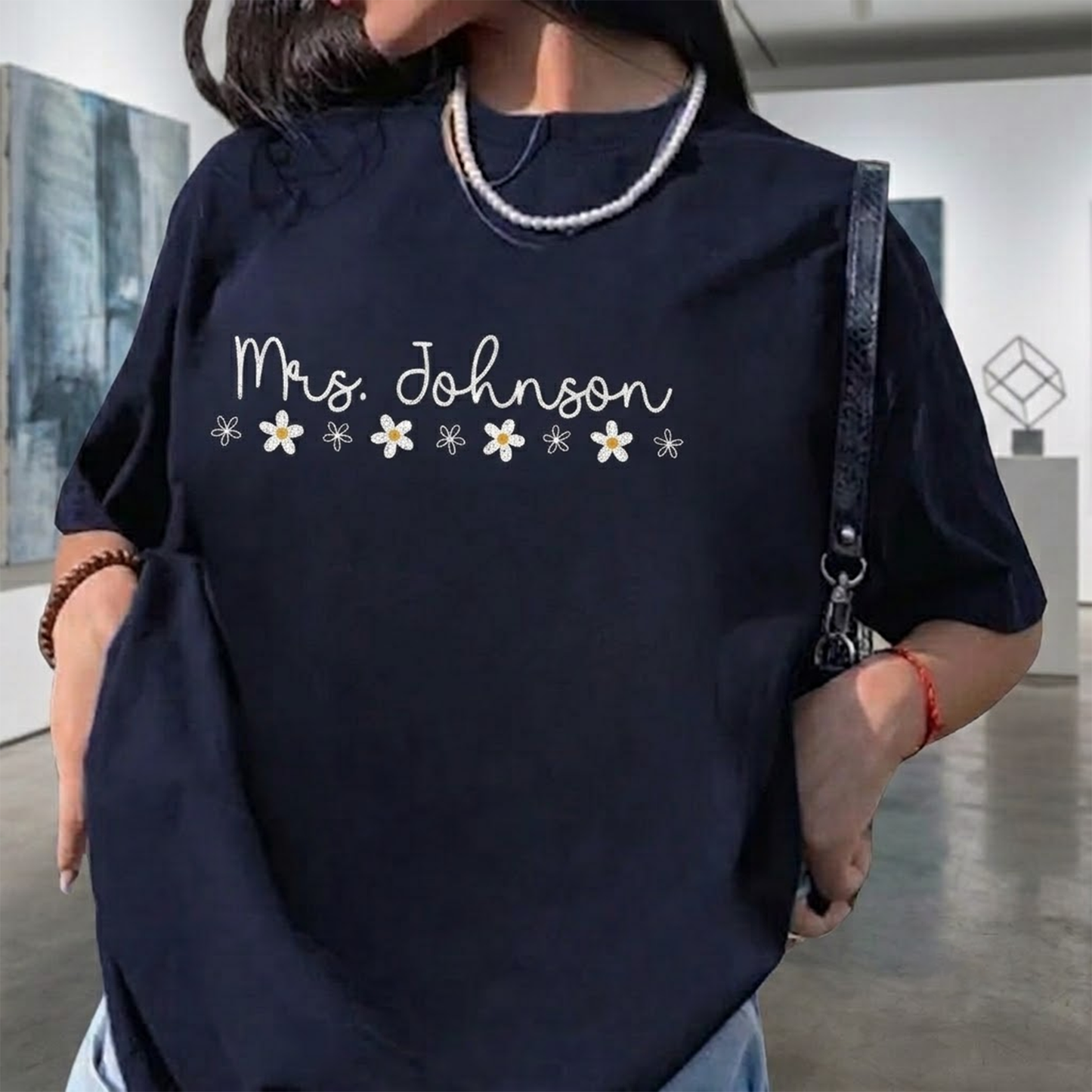 Personalized Teacher Name T-Shirt – Custom Floral Name Tee, Add Your Teacher Name, Back to School Outfit, Gifts for Teachers