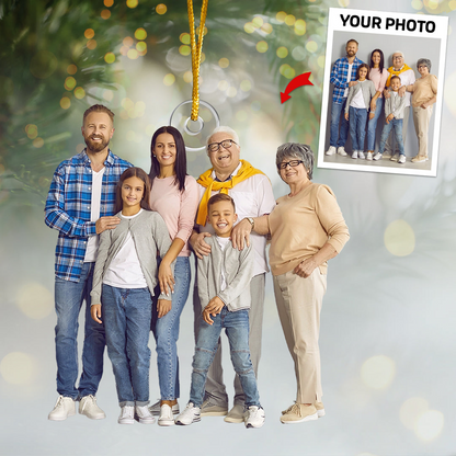 Personalized Family Ornament 2025, Custom Photo Acrylic Decoration, “There’s No Place Like Home For The Holidays” Christmas Gift For Family Members & Loved Ones
