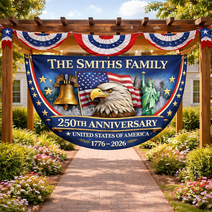 America 1776-2026 Patriotic Eagle Design, Custom Family Name USA 250th Anniversary Flag